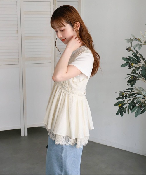 tiptop(ティップトップ)の「レースレイヤードブラウス(シャツ/ブラウス・レディース・アイボリー/ブラック/ホワイト系その他・FREE)」の16枚目の写真