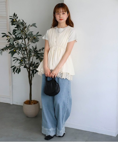 tiptop(ティップトップ)の「レースレイヤードブラウス(シャツ/ブラウス・レディース・アイボリー/ブラック/ホワイト系その他・FREE)」の18枚目の写真
