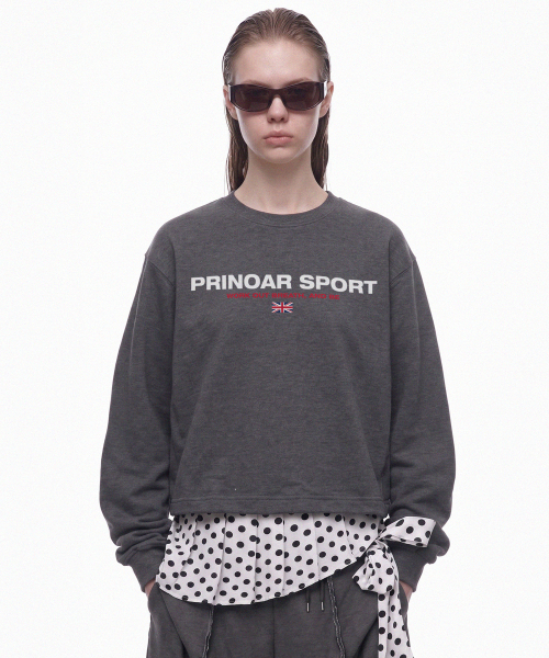 PRINOAR(プリノア)の「スポーツセミクロップ長袖Tシャツ - チャコール(Tシャツ/カットソー・レディース・チャコール・SMALL/MEDIUM/LARGE)」の3枚目の写真