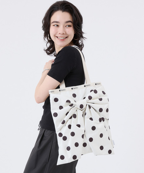 LG BOW EMERALD TOTE ノワールポルカドットスナイデル（トートバッグ