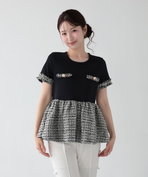 fitmore ☆大人気即完売品☆ ツイードペプラムトップス　ブラック ツイードペプラムトップス（その他トップス）｜Fit more（フィットモア