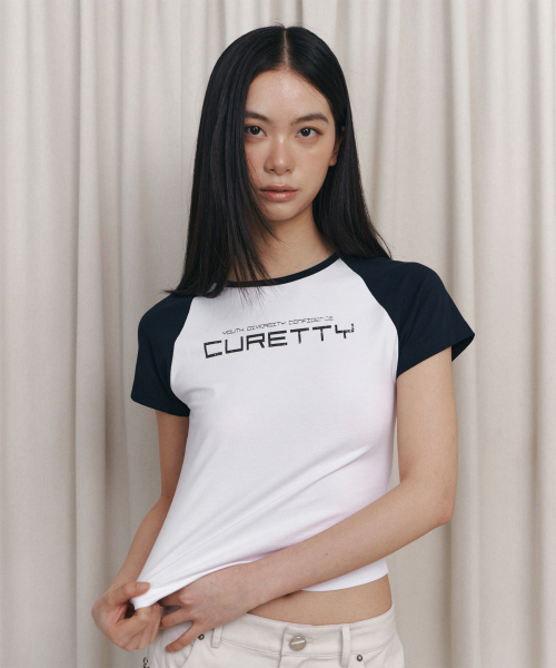 CURETTY(キュリティ)の「C CONTRAST RAGLAN SLIM T-SHIRT_NAVY(Tシャツ/カットソー・レディース・ネイビー・SMALL)」の1枚目の写真