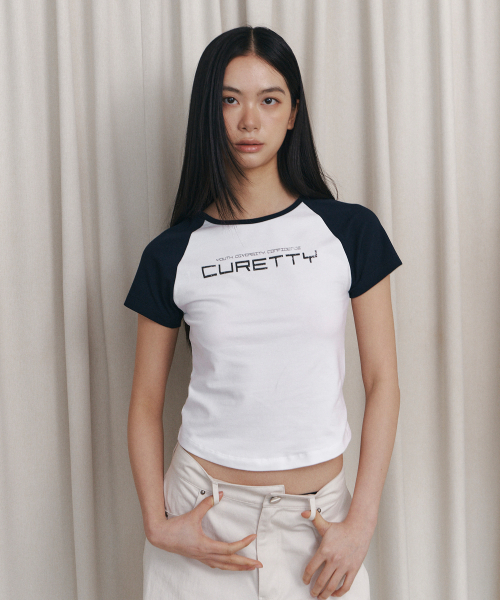 CURETTY(キュリティ)の「C CONTRAST RAGLAN SLIM T-SHIRT_NAVY(Tシャツ/カットソー・レディース・ネイビー・SMALL)」の7枚目の写真