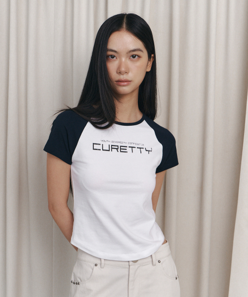 CURETTY(キュリティ)の「C CONTRAST RAGLAN SLIM T-SHIRT_NAVY(Tシャツ/カットソー・レディース・ネイビー・SMALL)」の3枚目の写真
