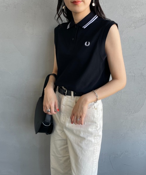 FRED PERRY（フレッドペリー）の「[FRED PERRY/フレッドペリー] ツインティップライン ノースリーブポロシャツ（ポロシャツ・レディース・ホワイト/ブラック・10）」の16枚目の写真