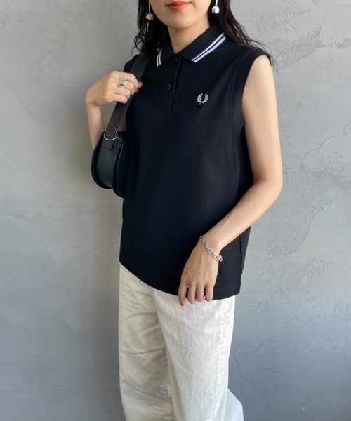 FRED PERRY（フレッドペリー）の「[FRED PERRY/フレッドペリー] ツインティップライン ノースリーブポロシャツ（ポロシャツ・レディース・ホワイト/ブラック・10）」の20枚目の写真