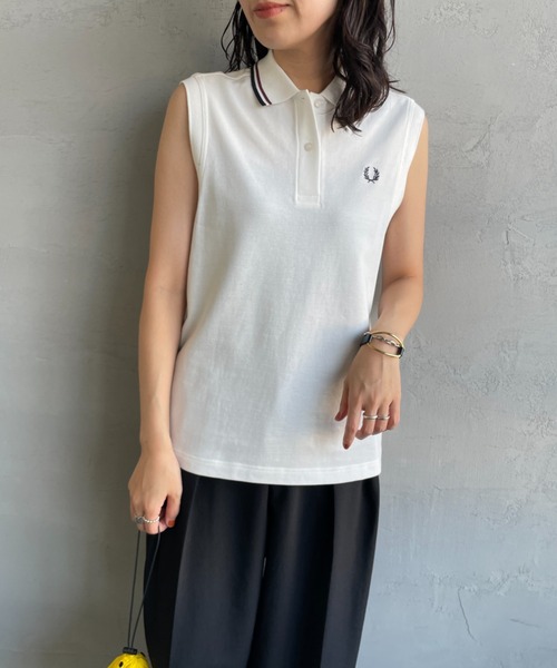 FRED PERRY（フレッドペリー）の「[FRED PERRY/フレッドペリー] ツインティップライン ノースリーブポロシャツ（ポロシャツ・レディース・ホワイト/ブラック・10）」の10枚目の写真