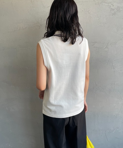 FRED PERRY（フレッドペリー）の「[FRED PERRY/フレッドペリー] ツインティップライン ノースリーブポロシャツ（ポロシャツ・レディース・ホワイト/ブラック・10）」の12枚目の写真