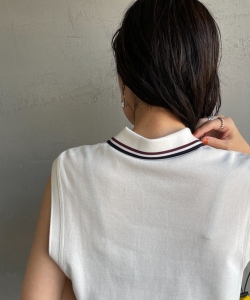 FRED PERRY（フレッドペリー）の「[FRED PERRY/フレッドペリー] ツインティップライン ノースリーブポロシャツ（ポロシャツ・レディース・ホワイト/ブラック・10）」の14枚目の写真