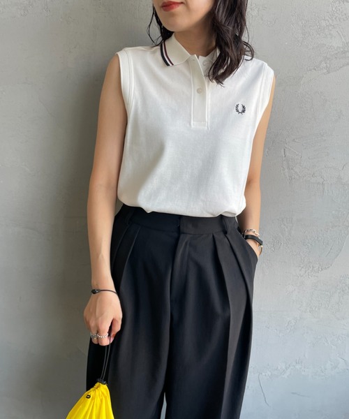 FRED PERRY（フレッドペリー）の「[FRED PERRY/フレッドペリー] ツインティップライン ノースリーブポロシャツ（ポロシャツ・レディース・ホワイト/ブラック・10）」の6枚目の写真