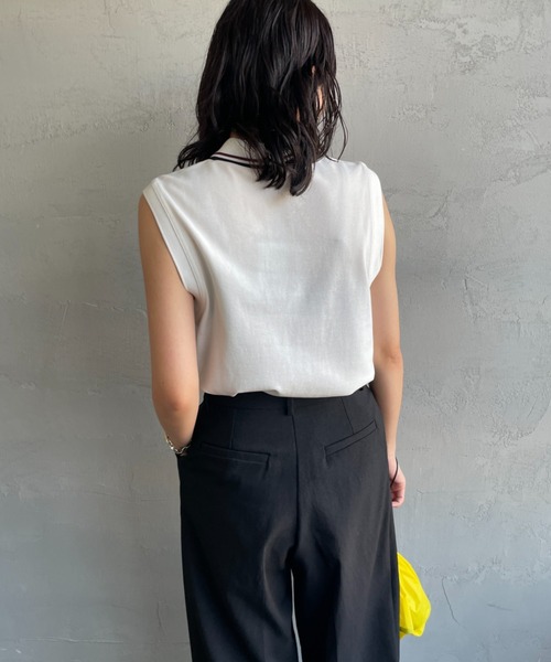 FRED PERRY（フレッドペリー）の「[FRED PERRY/フレッドペリー] ツインティップライン ノースリーブポロシャツ（ポロシャツ・レディース・ホワイト/ブラック・10）」の7枚目の写真