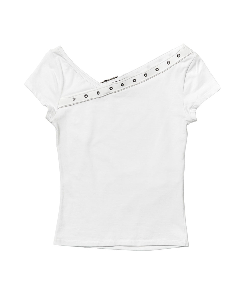 SCHISM INDUCING（スキズムインデューシング）の「UNBALANCED BELTED TOP WHITE（Tシャツ/カットソー・レディース・その他・FREE）」の3枚目の写真