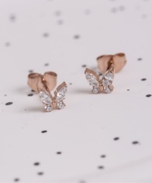 ラインストーンバタフライ ピアス【アレルギー対応】