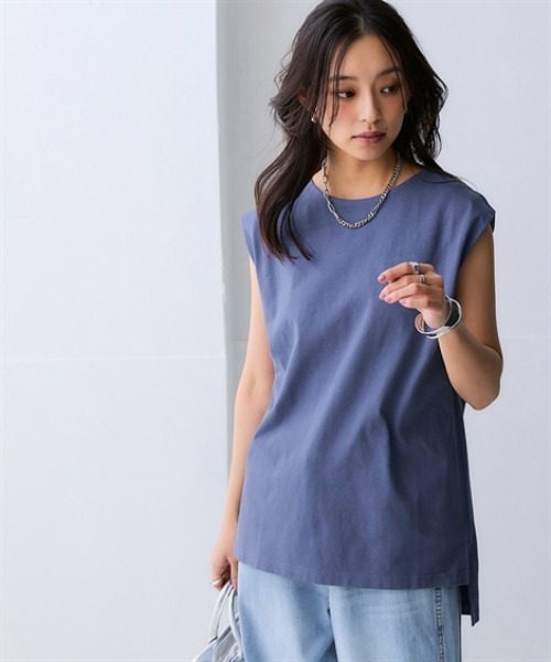 nissen（ニッセン）の「綿１００％バスクノースリーブプルオーバー(UVカット)＜大きいサイズ有＞（Tシャツ/カットソー・レディース・ブルー/ベージュ/ブラック/オフホワイト/グリーン/ダークグレー・S/M/LL/L/3L）」の6枚目の写真