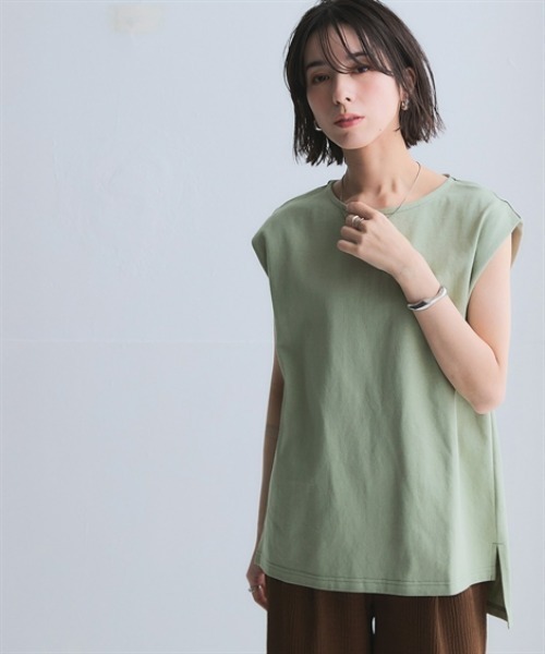 nissen（ニッセン）の「綿１００％バスクノースリーブプルオーバー(UVカット)＜大きいサイズ有＞（Tシャツ/カットソー・レディース・ブルー/ベージュ/ブラック/オフホワイト/グリーン/ダークグレー・S/M/LL/L/3L）」の5枚目の写真