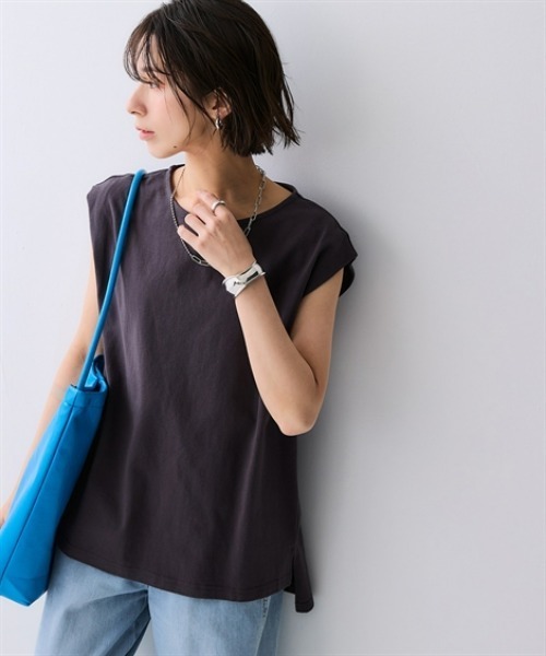 nissen（ニッセン）の「綿１００％バスクノースリーブプルオーバー(UVカット)＜大きいサイズ有＞（Tシャツ/カットソー・レディース・ブルー/ベージュ/ブラック/オフホワイト/グリーン/ダークグレー・S/M/LL/L/3L）」の3枚目の写真