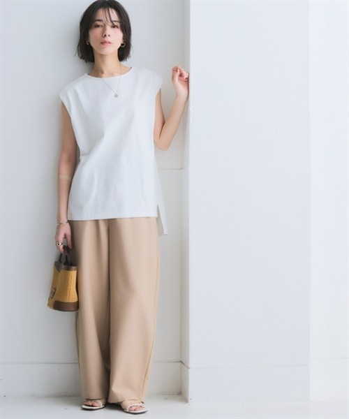 nissen（ニッセン）の「綿１００％バスクノースリーブプルオーバー(UVカット)＜大きいサイズ有＞（Tシャツ/カットソー・レディース・ブルー/ベージュ/ブラック/オフホワイト/グリーン/ダークグレー・S/M/LL/L/3L）」の12枚目の写真