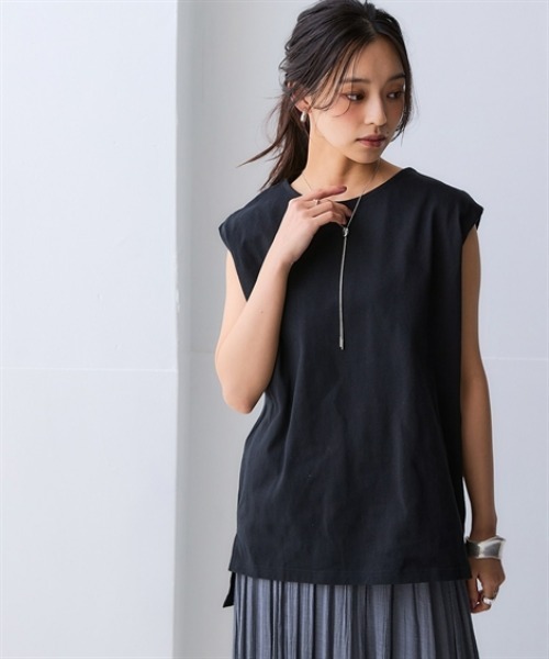 nissen（ニッセン）の「綿１００％バスクノースリーブプルオーバー(UVカット)＜大きいサイズ有＞（Tシャツ/カットソー・レディース・ブルー/ベージュ/ブラック/オフホワイト/グリーン/ダークグレー・S/M/LL/L/3L）」の9枚目の写真