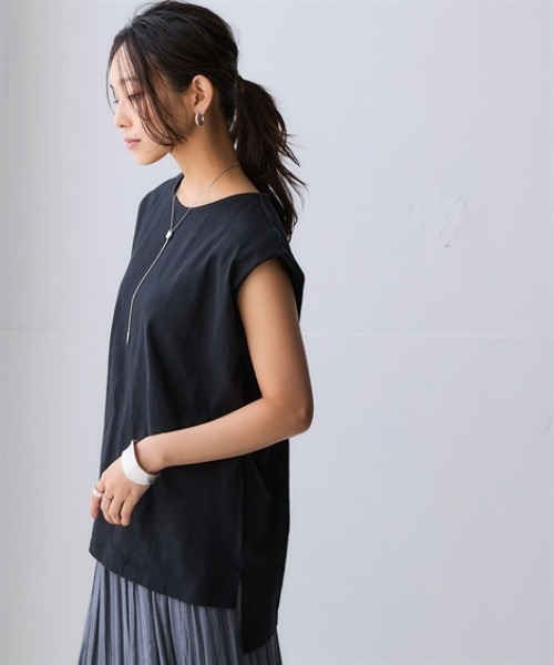 nissen（ニッセン）の「綿１００％バスクノースリーブプルオーバー(UVカット)＜大きいサイズ有＞（Tシャツ/カットソー・レディース・ブルー/ベージュ/ブラック/オフホワイト/グリーン/ダークグレー・S/M/LL/L/3L）」の7枚目の写真