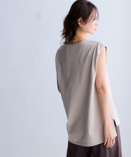 nissen（ニッセン）の「綿１００％バスクノースリーブプルオーバー(UVカット)＜大きいサイズ有＞（Tシャツ/カットソー・レディース・ブルー/ベージュ/ブラック/オフホワイト/グリーン/ダークグレー・S/M/LL/L/3L）」の21枚目の写真