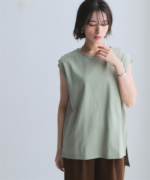 nissen（ニッセン）の「綿１００％バスクノースリーブプルオーバー(UVカット)＜大きいサイズ有＞（Tシャツ/カットソー・レディース・ブルー/ベージュ/ブラック/オフホワイト/グリーン/ダークグレー・S/M/LL/L/3L）」の19枚目の写真