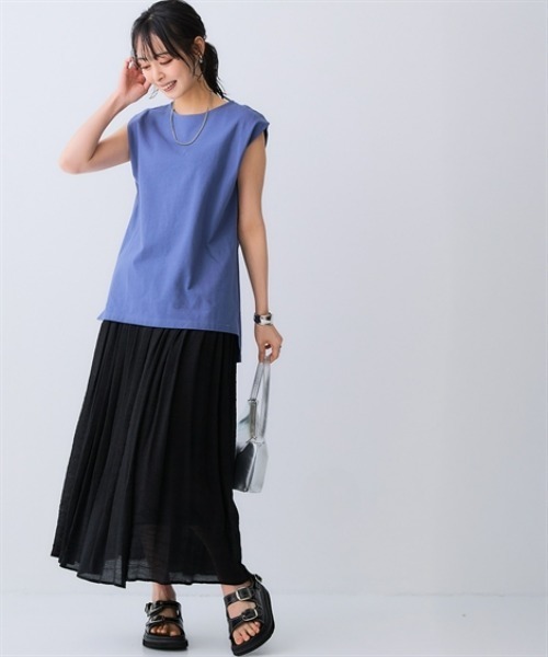 nissen（ニッセン）の「綿１００％バスクノースリーブプルオーバー(UVカット)＜大きいサイズ有＞（Tシャツ/カットソー・レディース・ブルー/ベージュ/ブラック/オフホワイト/グリーン/ダークグレー・S/M/LL/L/3L）」の16枚目の写真