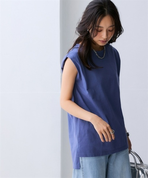 nissen（ニッセン）の「綿１００％バスクノースリーブプルオーバー(UVカット)＜大きいサイズ有＞（Tシャツ/カットソー・レディース・ブルー/ベージュ/ブラック/オフホワイト/グリーン/ダークグレー・S/M/LL/L/3L）」の15枚目の写真