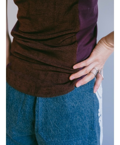 ELLA CANTARIA(エヤカンタリア)の「Bi-color Paneled Layered Top|バイカラーパネル切り替えレイヤードデザイントップス(Tシャツ/カットソー・レディース・イエロー/ブラウン系その他/グレー系その他・FREE)」の18枚目の写真