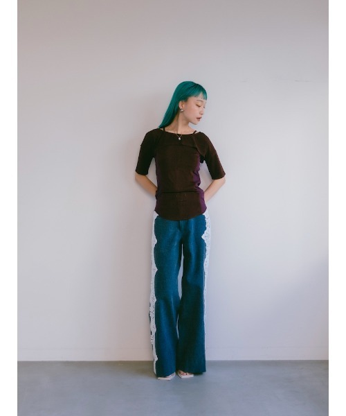 ELLA CANTARIA(エヤカンタリア)の「Bi-color Paneled Layered Top|バイカラーパネル切り替えレイヤードデザイントップス(Tシャツ/カットソー・レディース・イエロー/ブラウン系その他/グレー系その他・FREE)」の9枚目の写真