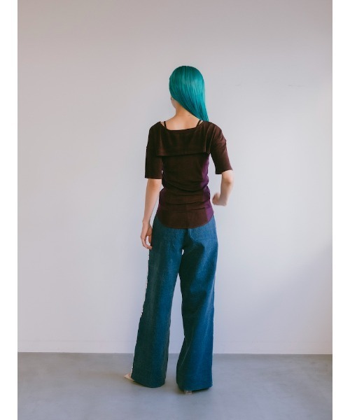ELLA CANTARIA(エヤカンタリア)の「Bi-color Paneled Layered Top|バイカラーパネル切り替えレイヤードデザイントップス(Tシャツ/カットソー・レディース・イエロー/ブラウン系その他/グレー系その他・FREE)」の12枚目の写真