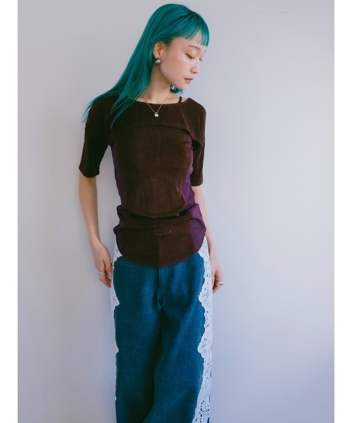 ELLA CANTARIA(エヤカンタリア)の「Bi-color Paneled Layered Top|バイカラーパネル切り替えレイヤードデザイントップス(Tシャツ/カットソー・レディース・イエロー/ブラウン系その他/グレー系その他・FREE)」の6枚目の写真