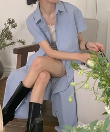 ドローストリングシャツワンピース