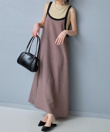 2WAY 配色パイピング バイカラーロングワンピース