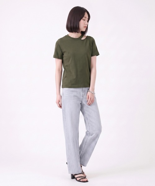 Nunc.（ヌンク）の「スリットネックTシャツ（Tシャツ/カットソー・レディース・カーキ/レッド/オフホワイト・FREE）」の18枚目の写真