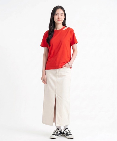 Nunc.（ヌンク）の「スリットネックTシャツ（Tシャツ/カットソー・レディース・カーキ/レッド/オフホワイト・FREE）」の21枚目の写真