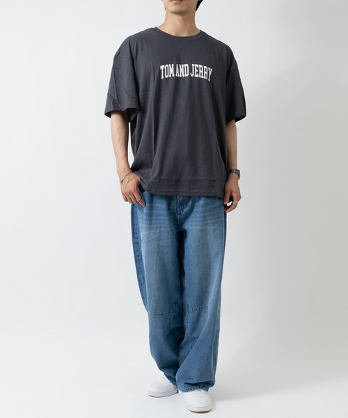 Tom&Jerry(トムアンドジェリー)の「TOMandJERRY トムとジェリー メンズ オーバーサイズ 半袖 プリントTシャツ(Tシャツ/カットソー・メンズ・グレー系2/グレー系1/ベージュ系1/ベージュ系2/ホワイト系2/グリーン系1/ネイビー系2/ホワイト系1・L/XL/M)」の22枚目の写真