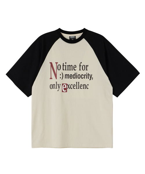 URBANAGE(アーバンエイジ)の「No time ナグラン配色オーバー半袖ブラック(Tシャツ/カットソー・レディース・L/M・LARGE/MEDIUM)」の1枚目の写真