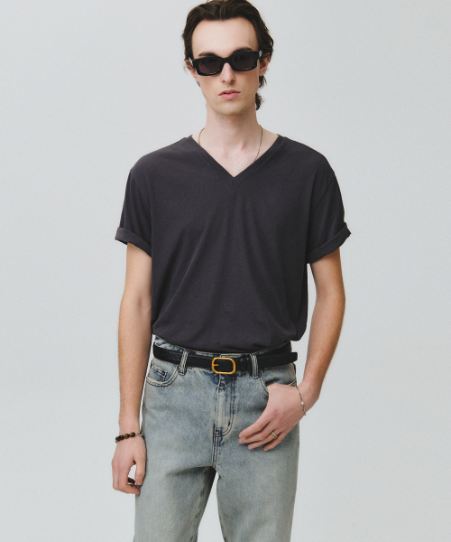 NOIRER(ノイア)の「コットンVネックベーシックTシャツ(ダークグレー)(Tシャツ/カットソー・メンズ・その他・52/50/48)」の1枚目の写真