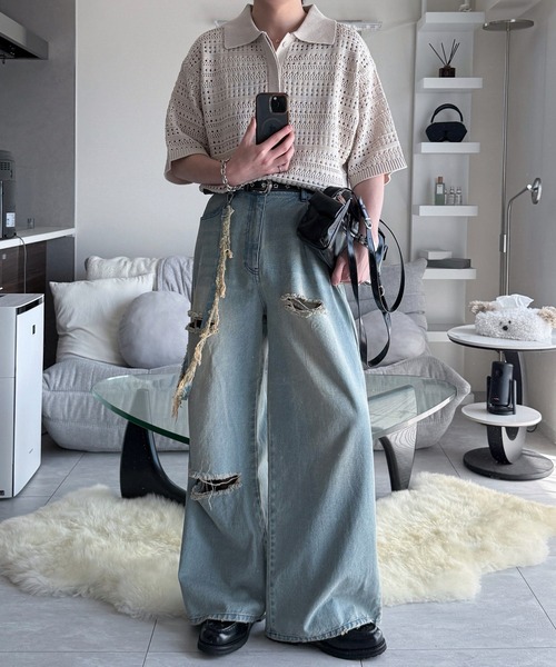 VELNUS(ベルナス)の「【VELNUS】Star Eyelet Metal Buckle Belt/スターアイレット メタルバックルベルト(ベルト・メンズ・ブラック・FREE)」の21枚目の写真