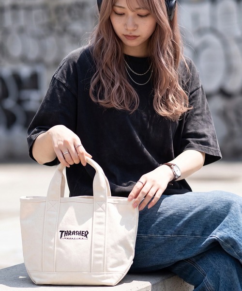 THRASHER(スラッシャー)の「【THRASHER/スラッシャー】キャンバス ミニトートバッグ ランチバッグ(トートバッグ・メンズ・アイボリー系1/アイボリー系2・FREE)」の3枚目の写真