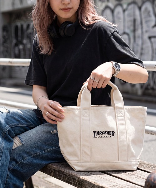 THRASHER(スラッシャー)の「【THRASHER/スラッシャー】キャンバス ミニトートバッグ ランチバッグ(トートバッグ・メンズ・アイボリー系1/アイボリー系2・FREE)」の5枚目の写真