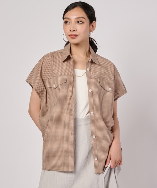 Eddie Bauer(エディーバウアー)の「コットンチェック フレンチシャツ(シャツ/ブラウス・レディース・ホワイト/ライトブラウン/ブラック・XL/S/L/M)」の3枚目の写真