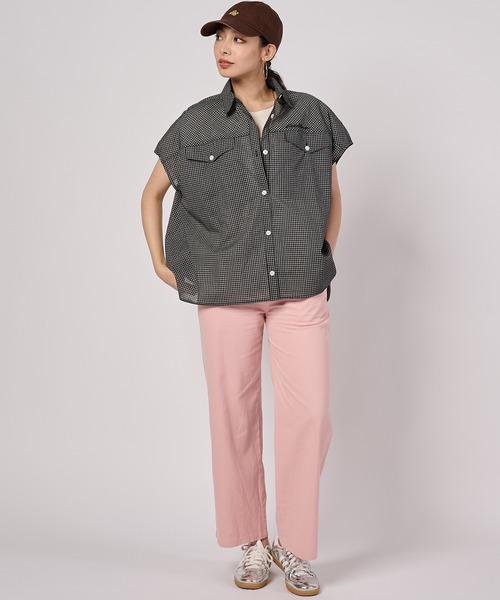 Eddie Bauer(エディーバウアー)の「コットンチェック フレンチシャツ(シャツ/ブラウス・レディース・ホワイト/ライトブラウン/ブラック・XL/S/L/M)」の6枚目の写真