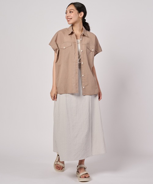Eddie Bauer(エディーバウアー)の「コットンチェック フレンチシャツ(シャツ/ブラウス・レディース・ホワイト/ライトブラウン/ブラック・XL/S/L/M)」の8枚目の写真