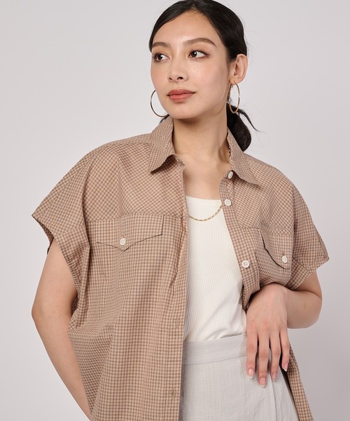 Eddie Bauer(エディーバウアー)の「コットンチェック フレンチシャツ(シャツ/ブラウス・レディース・ホワイト/ライトブラウン/ブラック・XL/S/L/M)」の9枚目の写真
