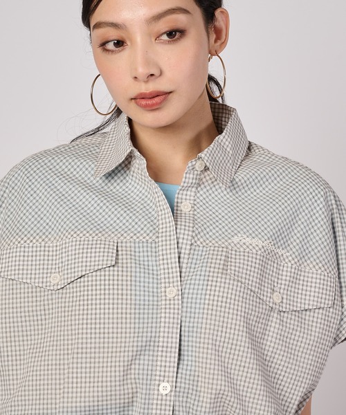 Eddie Bauer(エディーバウアー)の「コットンチェック フレンチシャツ(シャツ/ブラウス・レディース・ホワイト/ライトブラウン/ブラック・XL/S/L/M)」の5枚目の写真