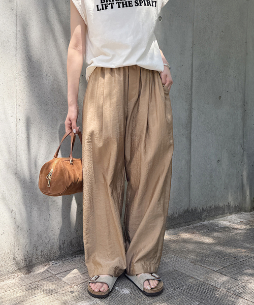 セール】ウォッシャブルナイロンバレルパンツ（スラックス