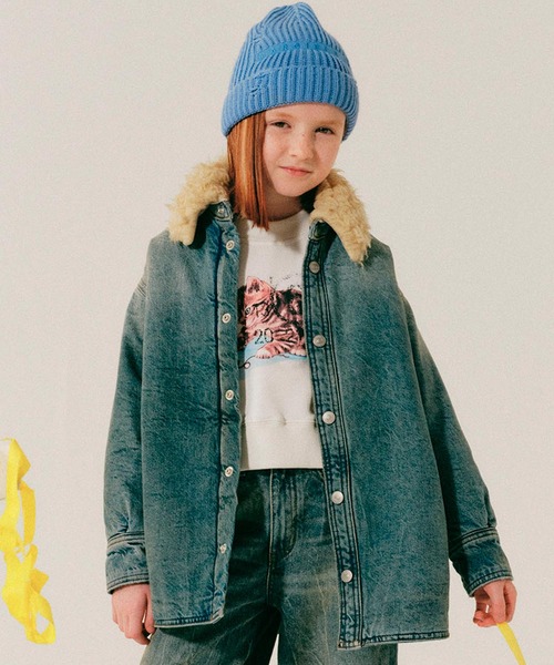 MM6 Maison Margiela(エムエムシックス メゾン マルジェラ)の「MM6 Maison Margiela(エムエムシックス メゾン マルジェラ)Kids & Junior バックブランドロゴデニムジャケット(デニムジャケット・キッズ・インディゴブルー・14Y/16Y)」の1枚目の写真