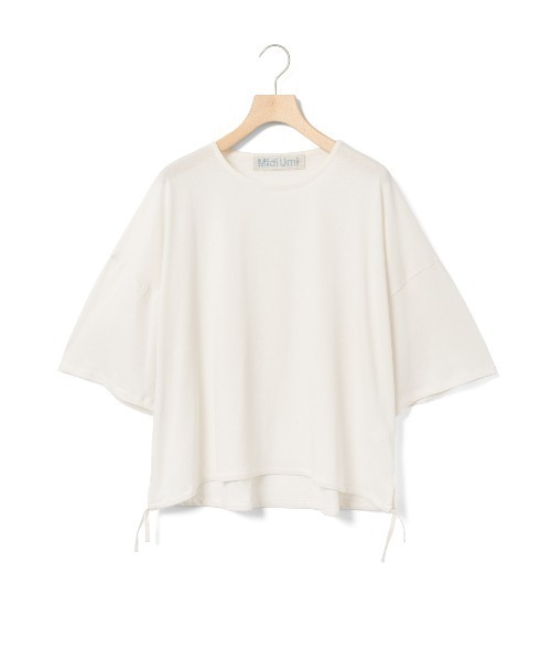 MidiUmi(ミディウミ)の「MidiUmi ハーフスリーブドローストリングプルオーバー(Tシャツ/カットソー・レディース・ブラック/ブルー/キナリ・FREE)」の1枚目の写真