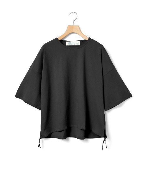 MidiUmi(ミディウミ)の「MidiUmi ハーフスリーブドローストリングプルオーバー(Tシャツ/カットソー・レディース・ブラック/ブルー/キナリ・FREE)」の2枚目の写真
